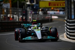 Lewis Hamilton of Mercedes-AMG Petronas F1 Team drive his single-seater during qualifying of Monaco Grand Prix in Monaco City Circuit in Monaco-Ville, Monaco, France, 27 May 2022