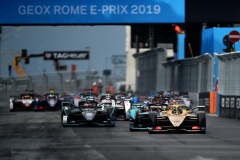 Start of 2th edition of Geox Rome E-Prix in neighborhood EUR in Rome, Italy